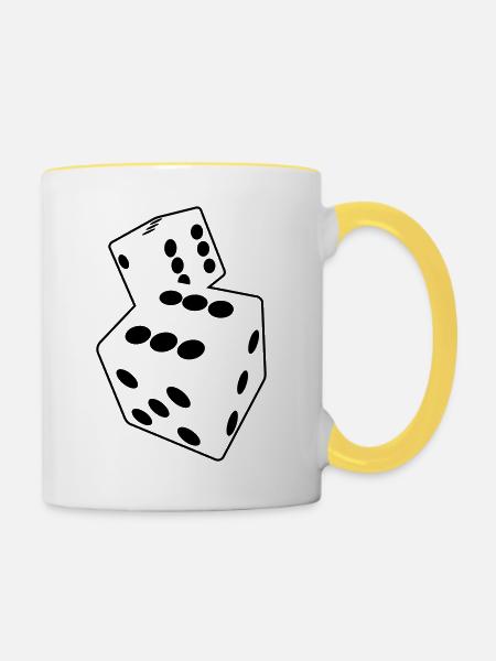 würfel - Tasse zweifarbig - Weiß/Gelb