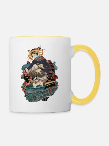 Geisha 1 - Tasse zweifarbig - Weiß/Gelb