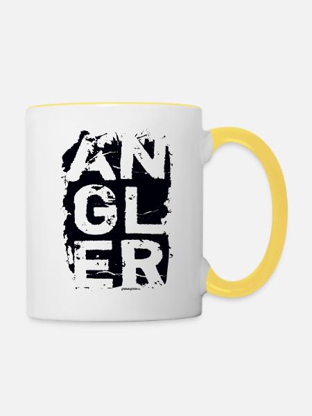 Angler - Tasse zweifarbig - Weiß/Gelb