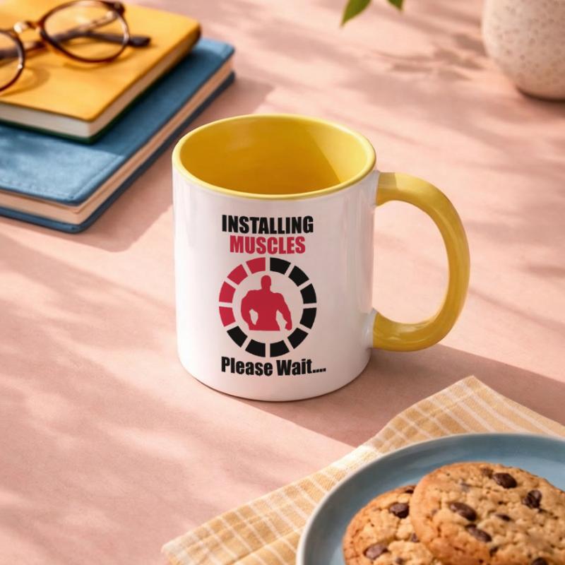 Installing Muscles (Loading) Funny Gym Contrasting Mug
