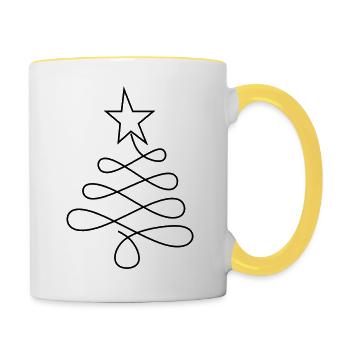 Weihnachtsbaum - Tasse zweifarbig - Weiß/Gelb - Rechts