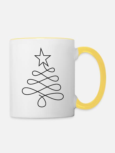 Weihnachtsbaum - Tasse zweifarbig - Weiß/Gelb