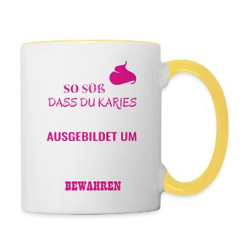 Zahnarzthelferin - Tasse zweifarbig - Weiß/Gelb - Rechts