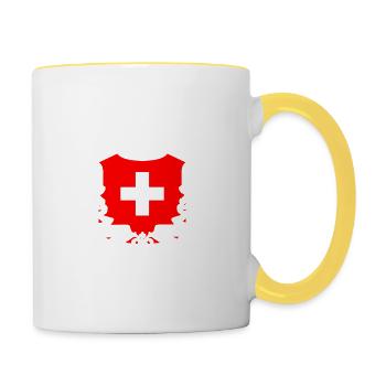 D Schwiiz - Miis Land - Miini Heimat - Tasse zweifarbig - Weiß/Gelb - Rechts