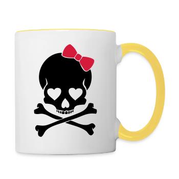 Crâne - Mug contrasté - blanc/jaune - Droite
