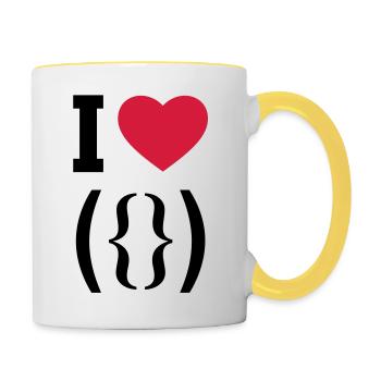 I LOVE PUSSY - ASCII - Porn - Porno - Contrasting Mug - white/yellow - Right