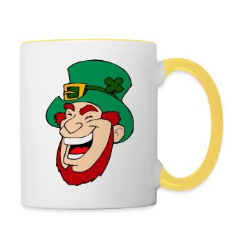 kleeblatt glueck shamrock luck four leaf clover35 - Tasse zweifarbig - Weiß/Gelb - Rechts