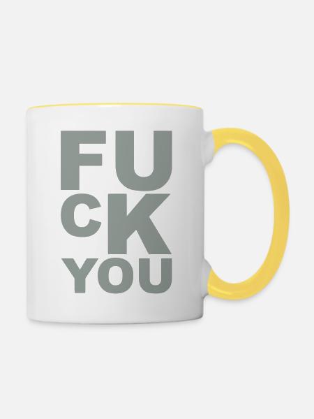 fuck you - Tasse zweifarbig - Weiß/Gelb