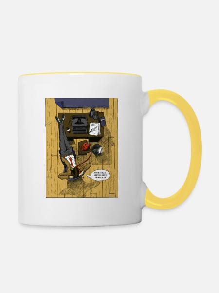 Beschäftigter Mann - Tasse zweifarbig - Weiß/Gelb