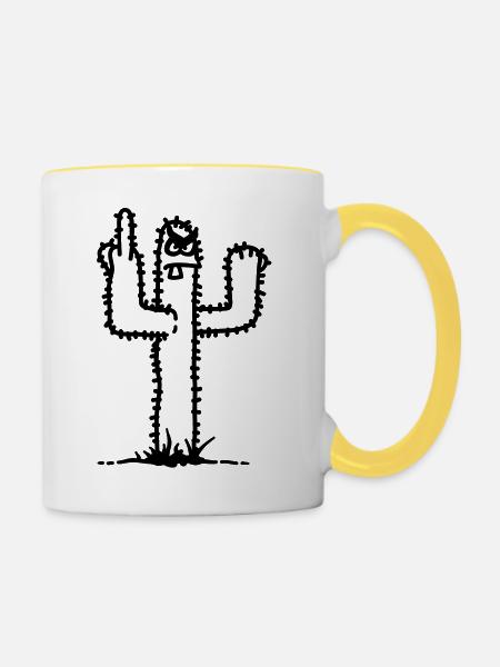 cactus - Tasse zweifarbig - Weiß/Gelb