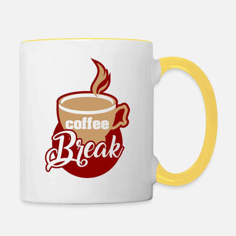 Café - Pause - Mug contrasté - blanc/jaune