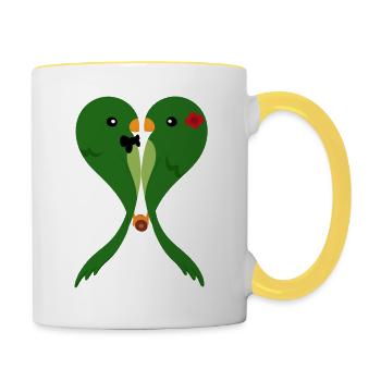 Perruches amoureuses - Mug contrasté - blanc/jaune - Droite