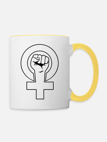 feministin - Tasse zweifarbig - Weiß/Gelb