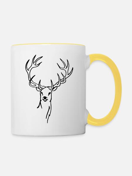 Hirsche - Tasse zweifarbig - Weiß/Gelb