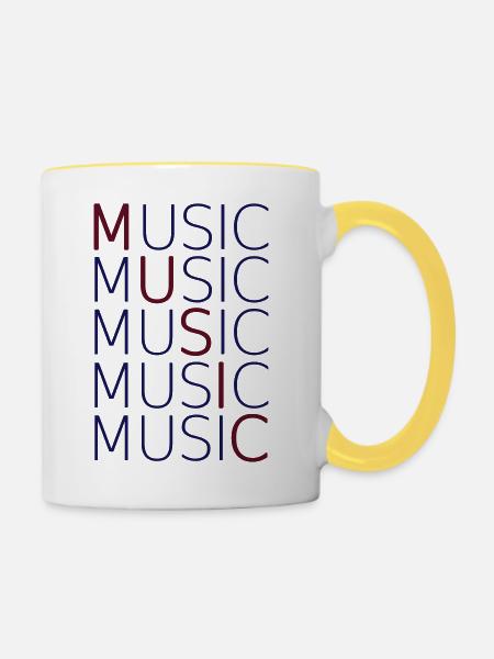 MUSIC - Tasse zweifarbig - Weiß/Gelb