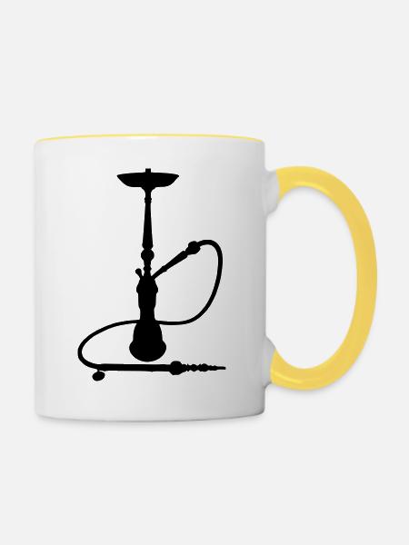 Shisha mit Schlauch - Tasse zweifarbig - Weiß/Gelb