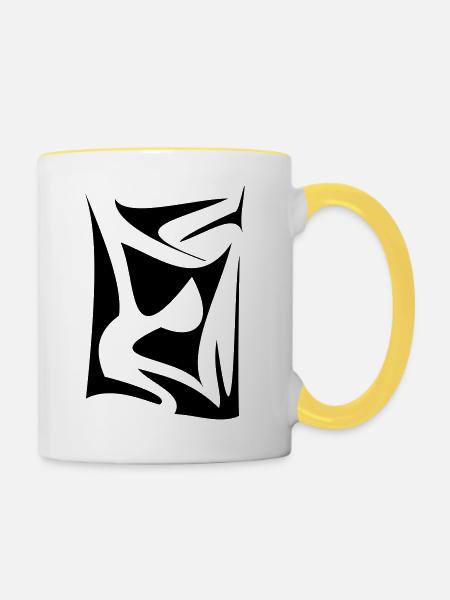 tribal - Tasse zweifarbig - Weiß/Gelb