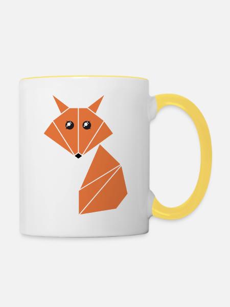 Kawaii Fuchs - Tasse zweifarbig - Weiß/Gelb