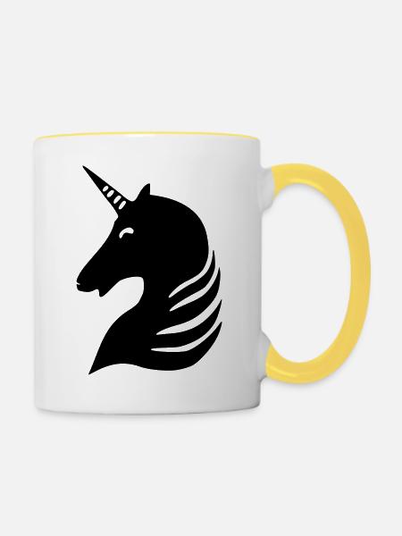 einhorn silhouette - Tasse zweifarbig - Weiß/Gelb