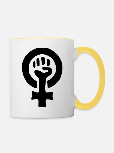 frauenpowerfaust - Tasse zweifarbig - Weiß/Gelb