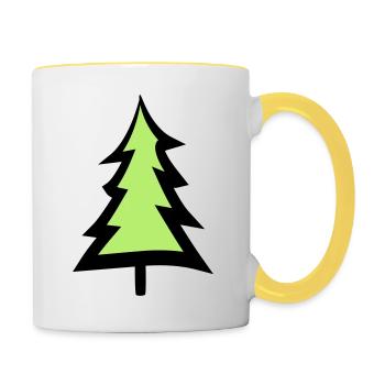 christmas tree christmas tree text design logo fir s - Contrasting Mug - white/yellow - Right