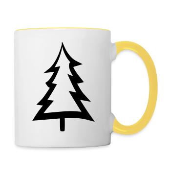 christmas tree christmas tree text design logo fir s - Contrasting Mug - white/yellow - Right
