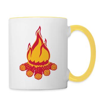 camp campeur camping soir soir campeur bois - Mug contrasté - blanc/jaune - Droite