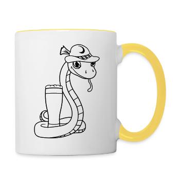 beer bavaria alcohol drinking party celebration - Contrasting Mug - white/yellow - Right