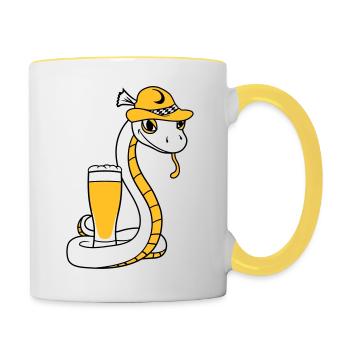 beer bavaria alcohol drinking party celebration - Contrasting Mug - white/yellow - Right