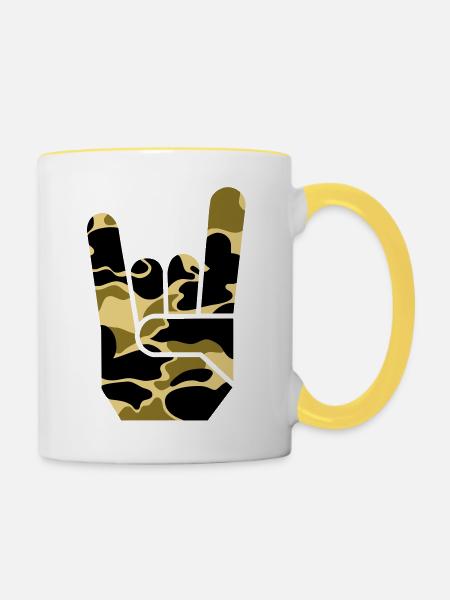 camou rock hand - Tasse zweifarbig - Weiß/Gelb