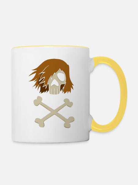 Piraten- - Tasse zweifarbig - Weiß/Gelb