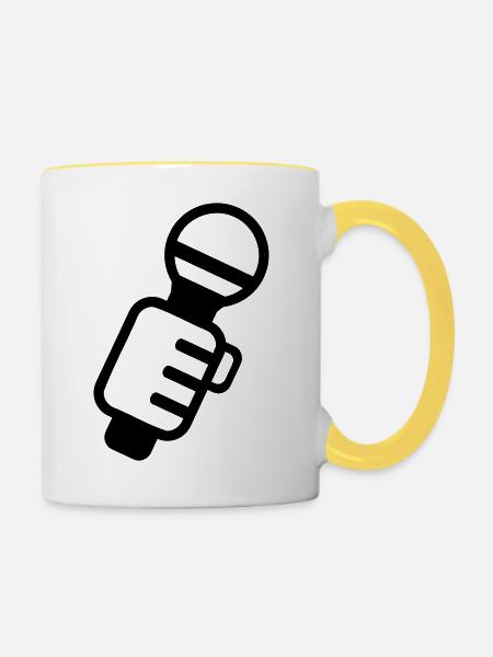 Mikrofon - Tasse zweifarbig - Weiß/Gelb