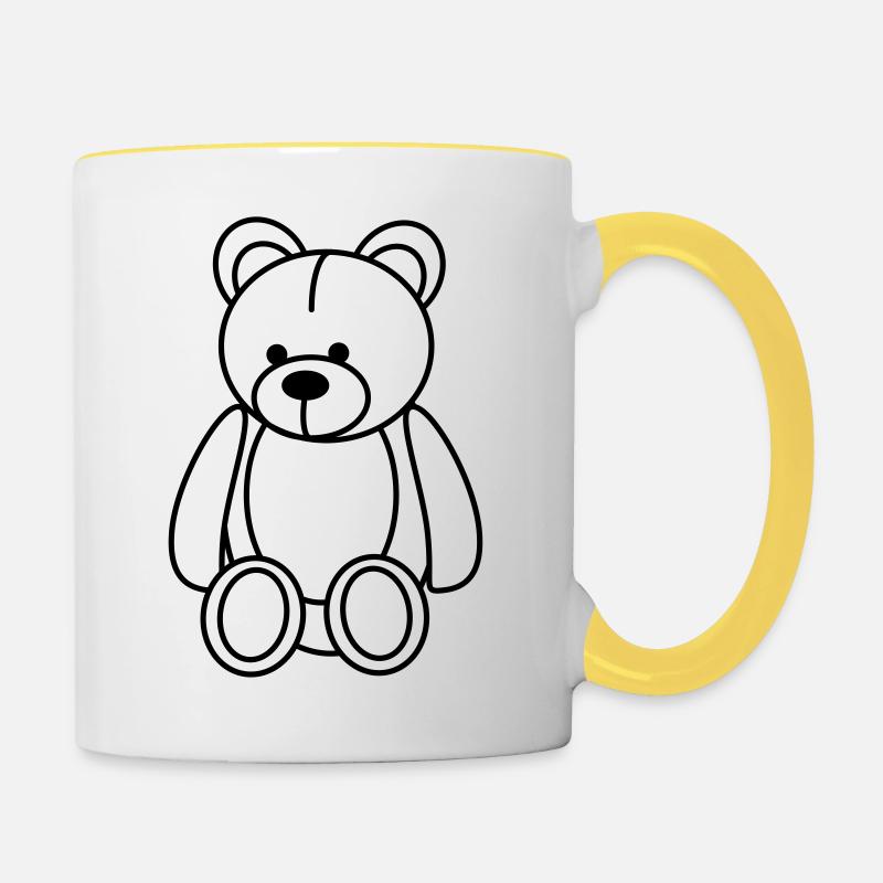 ours en peluche - Mug contrasté - blanc/jaune
