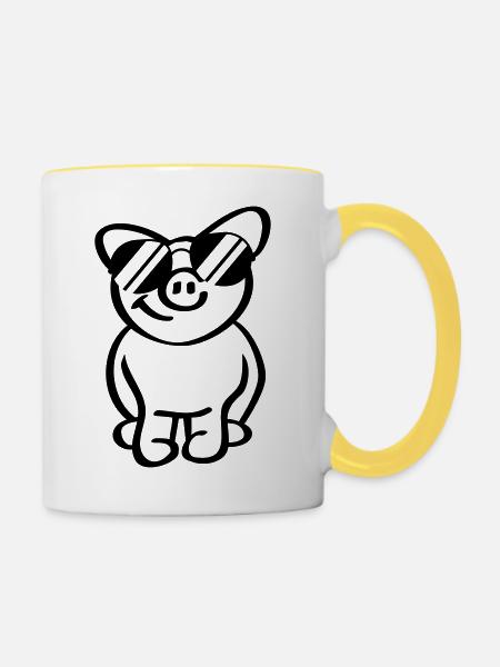 Cool Pig - Tasse zweifarbig - Weiß/Gelb