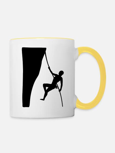 klettern, kletterin - Tasse zweifarbig - Weiß/Gelb