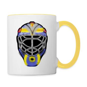 MASQUE DE HOCKEY SUR GLACE - Mug contrasté - blanc/jaune - Droite