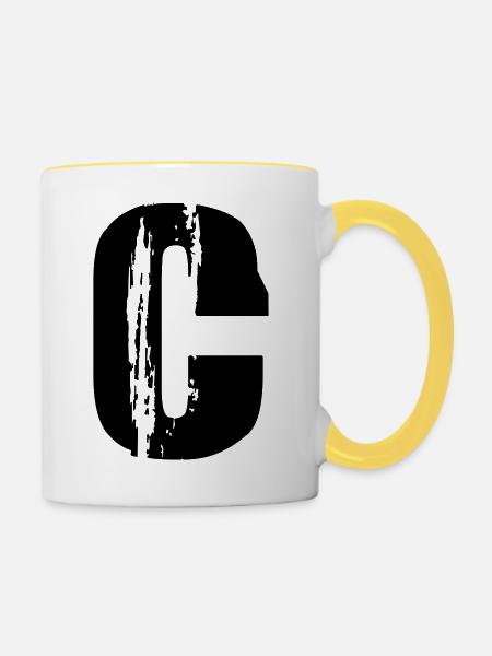 C - Buchstabe - Tasse zweifarbig - Weiß/Gelb