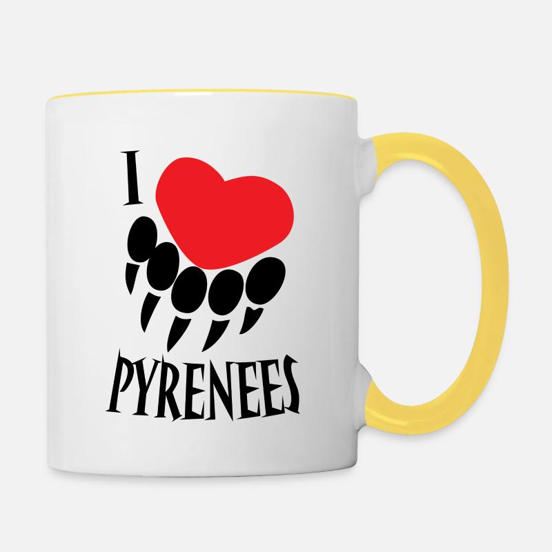 I love Pyrénées - Mug contrasté - blanc/jaune