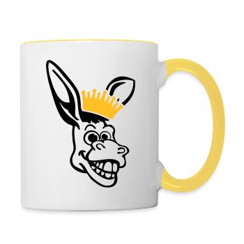 donkey_face_pe2 - Mug contrasté - blanc/jaune - Droite