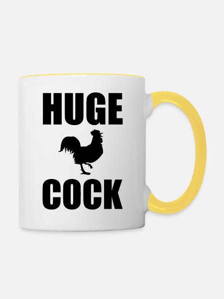Huge Cock - Tasse zweifarbig - Weiß/Gelb