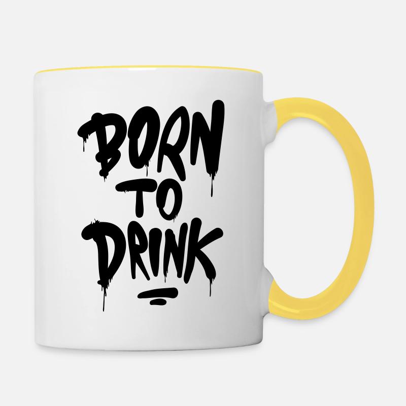 Born to drink - Tasse zweifarbig - Weiß/Gelb
