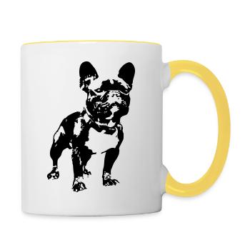 French Bulldog - Tasse zweifarbig - Weiß/Gelb - Rechts