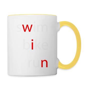 Triathlon - Tasse zweifarbig - Weiß/Gelb - Rechts