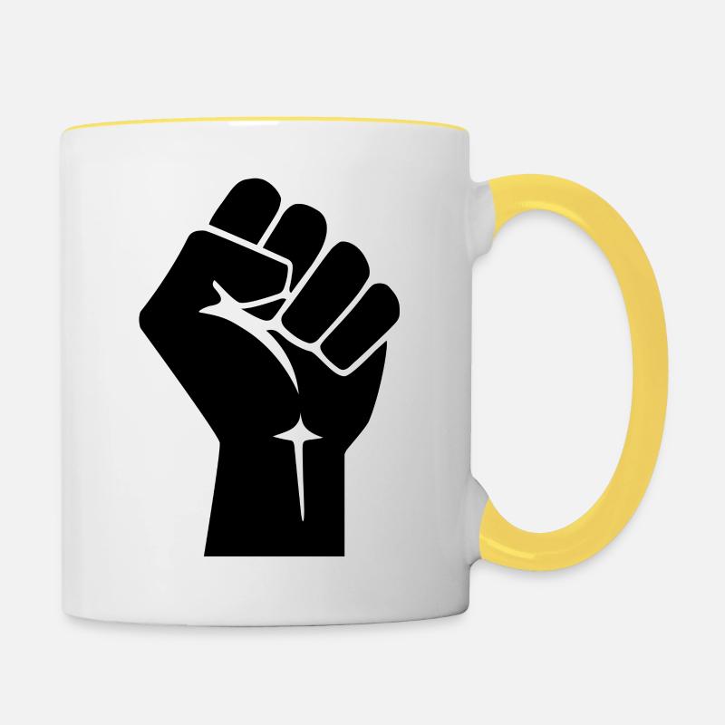 Raised Fist Logo - Contrasting Mug - white/yellow
