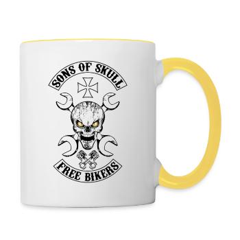 Free Bikers - Mug contrasté - blanc/jaune - Droite