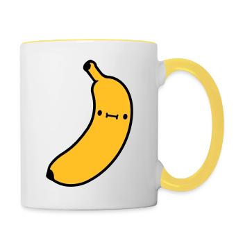 kleine suesse banane mit - Tasse zweifarbig - Weiß/Gelb - Rechts