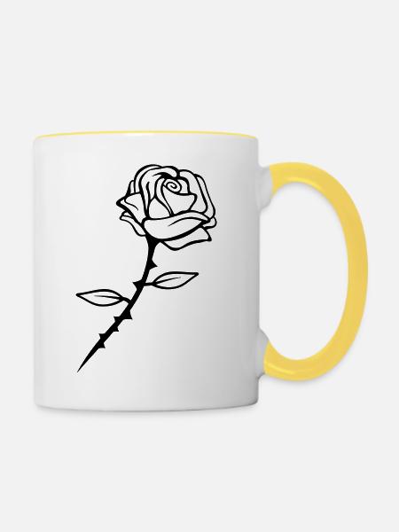 rose flower design - Tasse zweifarbig - Weiß/Gelb
