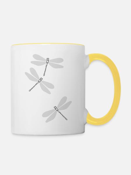 Libellen beu5 - Tasse zweifarbig - Weiß/Gelb