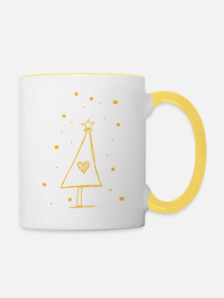 Weihnachten Tannenbaum - Tasse zweifarbig - Weiß/Gelb
