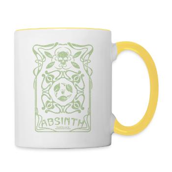 Absinth T Shirt La Fée Verte Art Nouveau Shabby - Tasse zweifarbig - Weiß/Gelb - Rechts